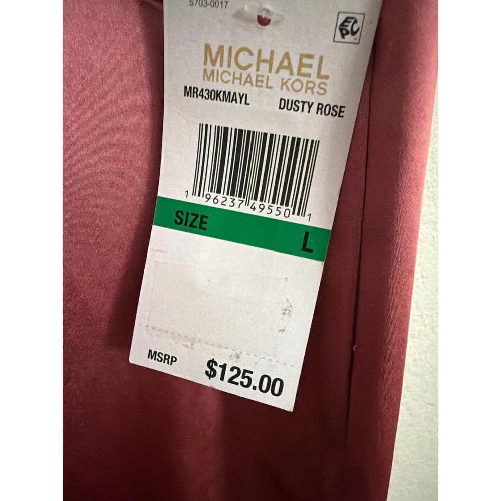NWT Michael Michael Kors Dusty Rose‎ Satin Wide Leg Cargo Pants Women's L Large